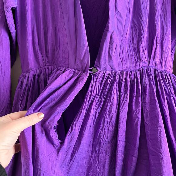 Catherine Regehr Sz M Purple Violet 100% Silk Taffeta Fit & Flare Dress - Picture 11 of 16